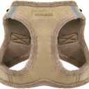 Best Pet Supplies - All Weather Plush, Reflective, No Pull Harness for Small, Medium Dogs, Cats - Secure with Hook & Loop Fastener, Buckle, Double D-Rings - Latte Suede, L