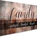 Canvas Wall Art for Living Room,Family Grateful Thankful Blessed,Family Signs Wall Decor Canvas Prints,Blessed Wall Decor,Artwork Framed Painting Home Decoration Ready to Hang 24"x48"