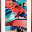 A1 Frame,23.4 x 33.1 Poster Frame Natural Soild Wood Picture Frames with Polished Plexiglass,Easy to Hang,Display Picture A1 without Mat or A2 with Mat for Wall Mounting Horizontally and Vertically (Brown)