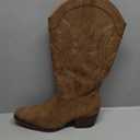 IUV Cowboy Boots For Women Western Cowgirl Boots with Chunky Heel Mid Calf Snip Toe Ideal for low insteps 12