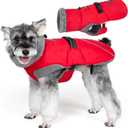 KYEESE Waterproof Dog Coat, Windproof Warm Winter Jacket with Leash Hole, Reflective Cold Weather Dog Coats for Small Dogs, Outdoor Pet Coat Cozy Puppy Jacket Thick Fleece Lined, Red, Small