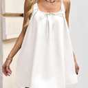 Fisoew Women Summer Sleeveless Mini Dress Tie Back Casual Loose Sexy Trendy Swimsuit Coverup (White)