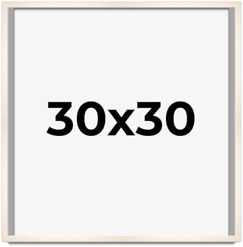 30x30 Frame White Wheat Solid Wood Picture Frame | Moulding Width 0.75 Inches | Interior Depth 0.5 Inches | Light Wood Traditional Photo Frame Complete with UV Acrylic, Foam Backing & Hanging Hardware
