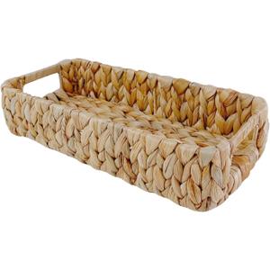 Handwoven Water Hyacinth Storage Wicker Basket with 2 Handles - Brown