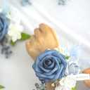 2 x Lookein Set of 2 Bridesmaid Corsage for Wedding Flowers Shoulder Corsages Bridesmaid Gift Corsage Wristlet for Prom for Wedding Ceremony, Dusty Blue