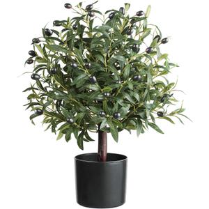 25" Tall Artificial Olive Topiary Ball Tree with Leaves and Fruits, Olive Boxwood Topiary Ball Potted Bushes UV Resistant Potted Plants for Indoor Outdoor Home Garden