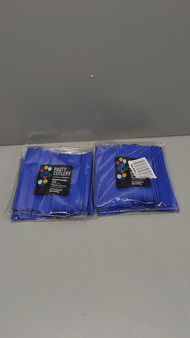 200 PCS  Blue Plastic Knifes