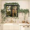 CQURE 24 Pack Eucalyptus Garland, Artificial Greenery Garland Faux Eucalyptus Leaves Table Vines for Wedding Backdrop Fireplace Arch Door Wall Room Decor 168FT