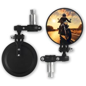 001-B Cafe Racer Mirrors Foldable Motorcycle Bar End Rear View Side Mirrors Black for 7/8 Handlebars Compatible with Street Bikes Sports Scooter Chopper Cruiser