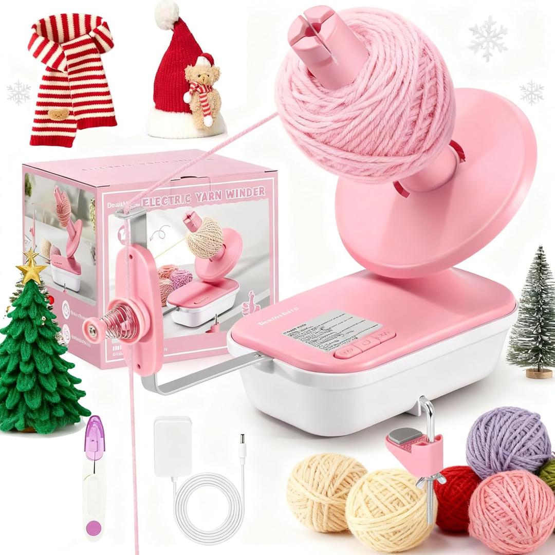 Electric Yarn Winder for Crocheting High Speed, Upgrade Three Gears Adjustable 4-10oz Large Capacity Automatic Yarn Ball Winder, Yarn Spinner, The Helper for Knitting Enthusiast, Pink