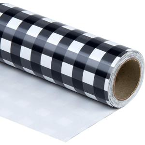 WRAPAHOLIC 30 Inch Plaid Wrapping Paper Roll - Black and White Plaid Design for Birthday, Holiday, Party, Wedding, Baby Shower Packing - 30 inch x 33 feet