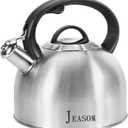 Tea Kettle Stovetop - Food Grade Stainless Steel Whistling Tea Pot with Ergonomic Handle, Unique Button Control Kettle Outlet, Can Be Used in the Kitchen or Camping, 3.1 Q/3L (Silver)