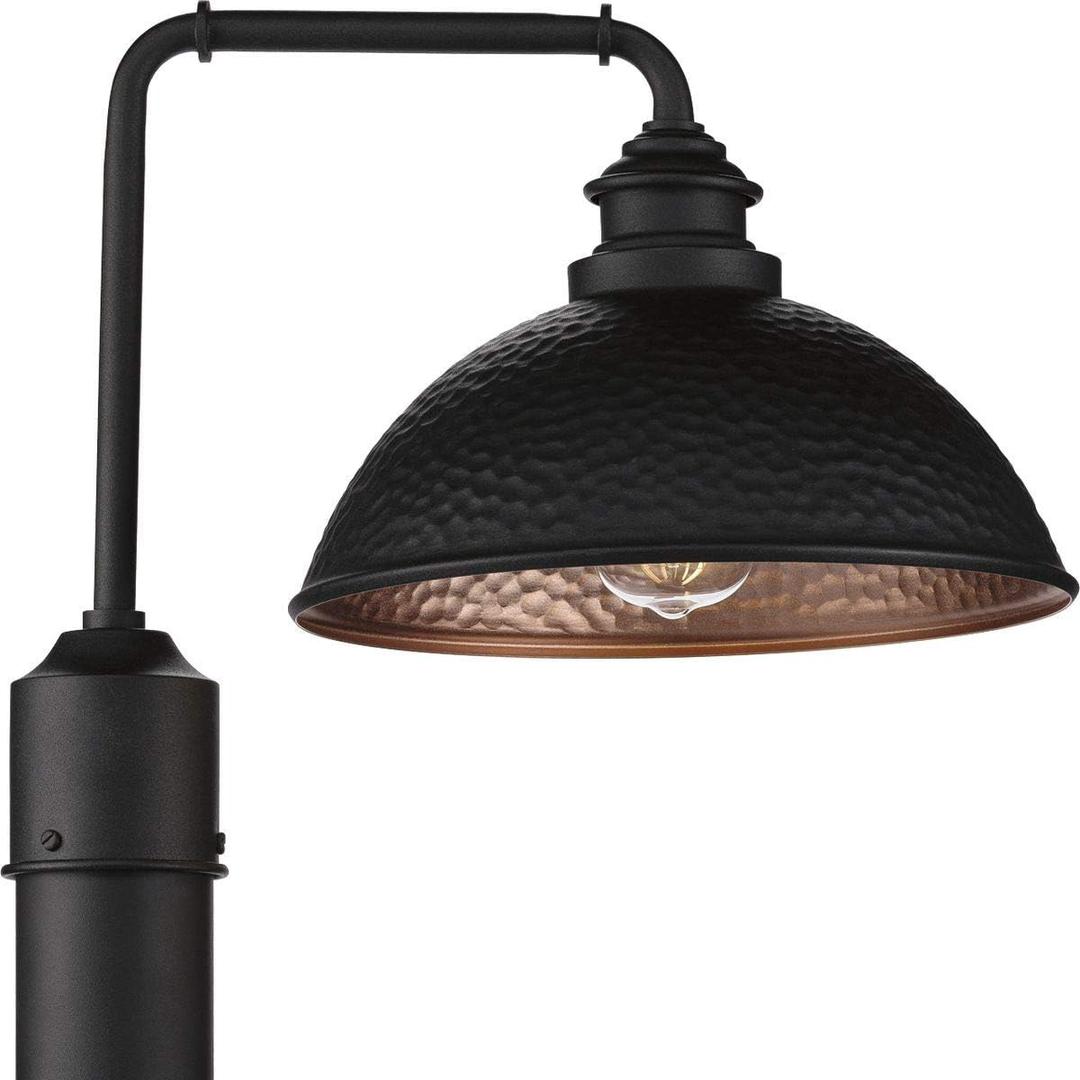 Progress Lighting Englewood Collection 1-Light Farmhouse Outdoor Post Lantern Light Textured Black, 13-7/16" x 16" x 12"
