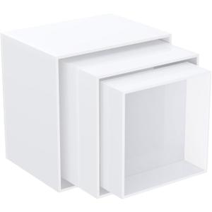 Versatile Acrylics Display Cubes Prganizers Set Portable For Sweets Cosmetics And Figurines Easy Assembly Daily Use (White-three piece set)