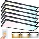 AIKVSXER 6PACK 1x4 LED Flat Panel Light Surface Mount LED Ceiling Light, 5500LM 50W TRIAC 10-100% Dimmable, 3000/4000/5000k AC120V Kitchen Lights Ceiling Flush Mount for Garage/Basement Black