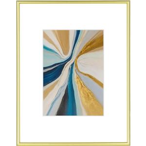 9x12 Picture Frame, Gold Brushed Thin Metal Aluminum Photo Frame with HD Glass, Fit 6x8 with Mat or 9 x 12 without Mat, for Table and Wall, 1 Pack