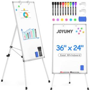 White Board Dry Erase with Stand 36x24in White Board Easel with Height Adjustable Tripod, 3' x 2' Flipchart Easel Stand up White Board with Markers, Eraser & Magnets for School Office and Home