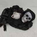 Halloween Hanging Skull Ghost Scary Grim Reaper Skeleton for Outside Yard Porch Haunted House Party Decor Black