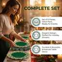 Green Charger Plates with Flower Rim, 13" Round Charger for Dinner Plates, Set of 6 Plastic Plate Chargers for Halloween, Thanksgivng, Christmas.