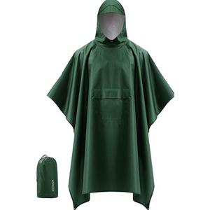 iCreek Hooded Rain Poncho Packable Unisex Raincoat Jacket with Pocket Waterproof Lightweight for Hiking, Camping, Outdoor Large