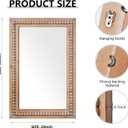 H HOMEWINS Rustic Rectangle Mirror,24x36 Wooden Farmhouse Mirrors,Boho Bathroom Wall-Mounted Nature Beads Decor Mirror for Bedroom, Living Room,Vanity,Entryway,Over Sink