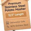 Millvado Potato Masher Stainless Steel, Best Mashed Potatoes Masher Kitchen Tool, Potato Smasher For Potatoe, Avocado, Sweet Potato, Beans, Large Heavy Duty Metal Mashing Utensil, 12.5 Inch