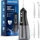 Water Flosser for Teeth Cleaning Pick: Portable Cordless Oral Irrigator350ML,4 Modes 4 nozzles,IPX7 Waterproof Rechargeable Design–Perfect for Travel and Daily Deep Cleaning Gum Care at Home (Black)