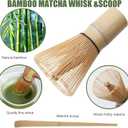 Matcha Whisk Set, 7 Pcs Matcha Kit with Bamboo Tools, Bamboo Design Matcha Bowl, Holder, Scoop, Scoop Rest, Sifter and Tea Towel for Matcha Lovers