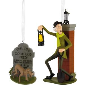 Hallmark Disney The Haunted Mansion Caretaker and Dog Christmas Ornaments, Set of 2, Gifts for Disney Fans