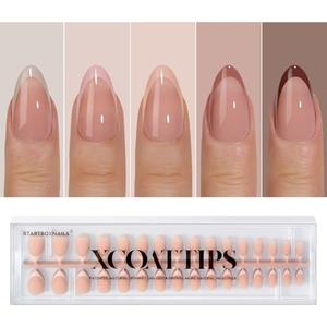 BTArtboxnails XCOATTIPS Press on Nails - Tip Press on Nails, Fake Nails Short Almond Nail Tips, Skin Tones Soft Gel Material Acrylic False Nails Gift for DIY at Home