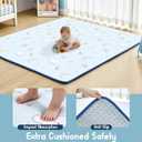 Baby Play Mat for Floor, 1.3-Inch Thickened Foam Soft Padded Playmat for Tummy Time, 50x50 Water-Repellent Coral Velvet Playpen Mat for Toddlers Infant Kids, Sky Theme