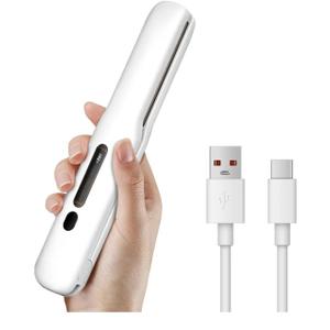 Gosect Cordless Hair Straightener, Travel Flat Iron Rechargable for Women, Portable Mini Hair Straightener and Curler 2-in-1, Fast Heating, Adjustable Temp for Car,Travel, On-the-Go Styling(White)