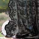 Anmao Vintage Lace Curtains 72 Inches Long 2 Panels Set, Romantic Elegant Light Filtering Semi Sheer Floral Thick Lacy Curtain Drapes for Living Room and Bedroom, Each Panel 55W x 72L, Black