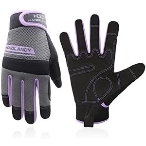 HANDLANDY Women Safety Work Gloves Utility Touch Screen Working Grip Glove for Yardwork Gardening Breathable Mechanic Gloves, Size: M
