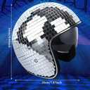 Disco Ball Helmet with Retractable Visor Silver Glitter Mirror Glass Disco Ball Hat Helmet for Women Men DJ Club Stage Bar Party Wedding, Large