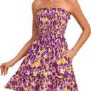 GRACE KARIN Summer Dresses for Women Beach Cover Ups 2025 Tube Strapless Floral Boho Print Sundress (Small)