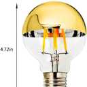 E26 4W Half Chrome Light Dimmable G25(G80), Warm White 2700K 40W Equivalent Led Globe Filament Vintage Anti-Glare Bulbs with Golden Mirror Top for Indoor Home Lighting, AC 110V(4-Pack)