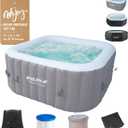 #WEJOY Portable Hot Tub 61X61X26 Inch Air Jet Spa 2-3 Person Inflatable Square Outdoor Heated Hot Tub Spa with 120 Bubble Jets