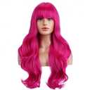 BERON Hot Pink Wig Long Wavy Rose Red Wig with Bangs for Women Daily Party Hairnet Include