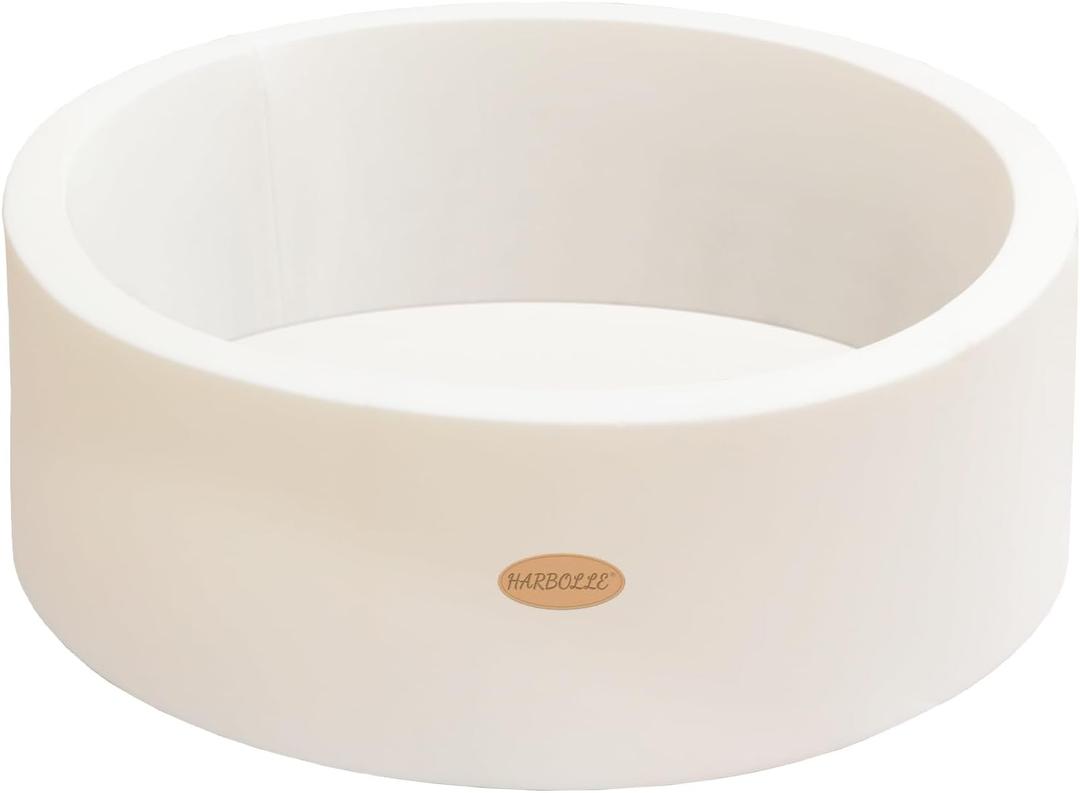 HARBOLLE Baby Ball Pit 35.4" Soft Round Memory Foam Ball Pits NOT Included Balls Indoor Outdoor Playpen for Babies Toddlers Kids Great Gift for Girls Boys, White