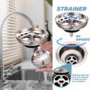 Zonon 5 Pcs 3-1/2 Inch Kitchen Sink Drain Strainer Assembly with Sink Garbage Disposal Flange and Stopper, Splash Guard Stainless Steel Replacement Accessories Kit(Brushed Stainless Steel Color)