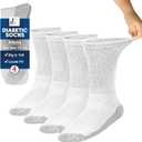 Debra Weitzner Big and Tall Diabetic Socks for Men Size 13-15 Wide Cotton Loose Fit Crew Socks Mens - 4 pairs (White /Grey)