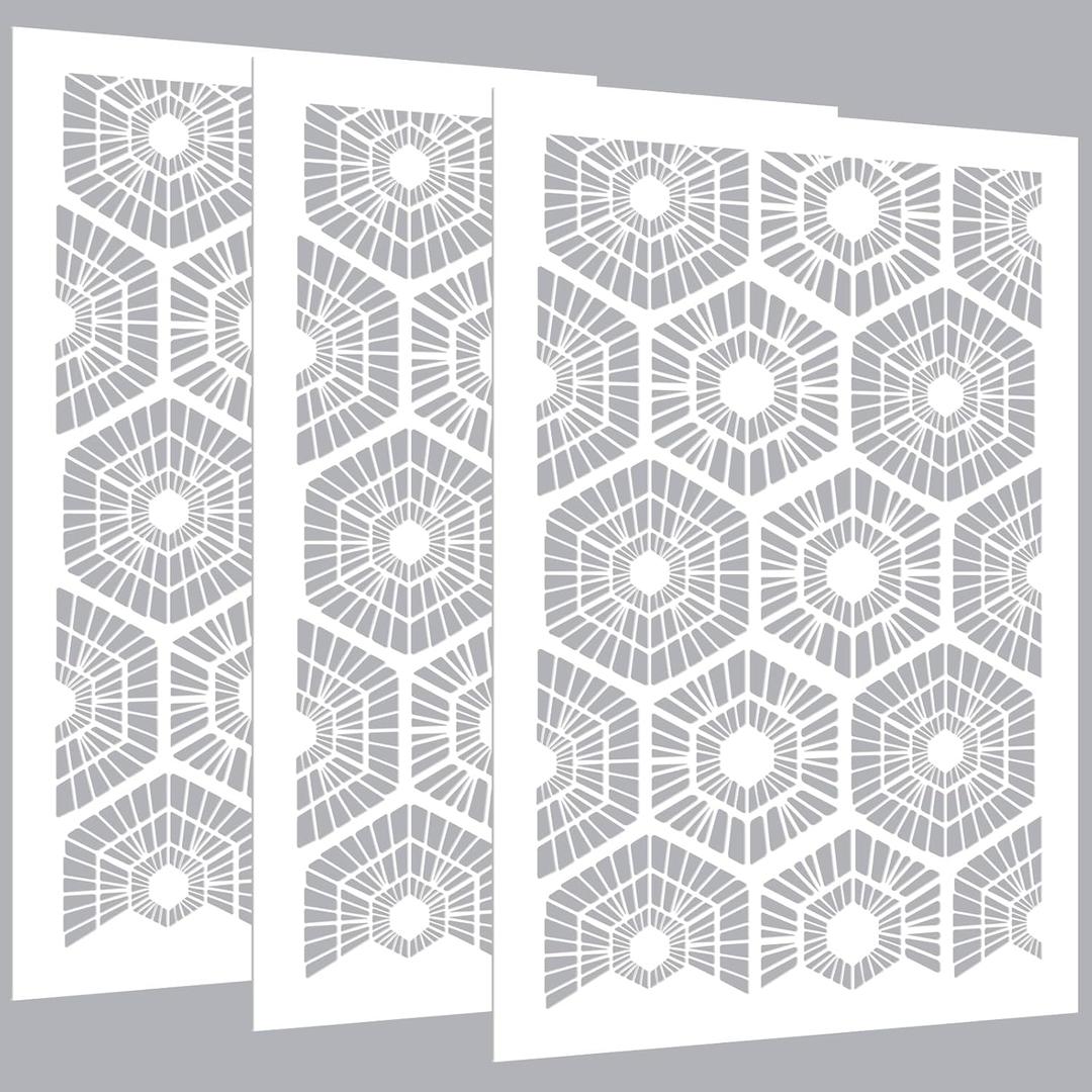 3 Pcs Large Wall Stencils for Painting Forest Pattern 36" x 23" Giant Wallpaper Fern Stencil Large Floral Boho Templates for Kitchen, Room, Furniture Floors Home Decor(Allover Style)