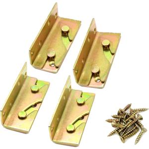 4 Piece Heavy Duty Non-Tenon Rail Accessories, Bracket, Wooden Frame Connector With Screws for Bed Head and Foot Board