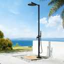 Freestanding Outdoor Shower, Outdoor Shower Kit for Pool Garden/Backyard/Beach Courtyard, Outside Shower Column with 10” Rain Shower Head and Handheld, Matte Black