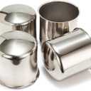 4Pcs 4.25inch Stainless Trailer Wheel Center Caps Push Through 4.25" Bore 4.33" Tall Curved Hub Cap for Truck SUV RV Wheel Rim, Chrome Wheel Cover (Mirror Polished)