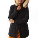 Molemsx Women's Padded Jacket, Ladies Fur Hooded Thickened Vegan Down Long Parka Winter Outwear Warm Puffer Coat, Large