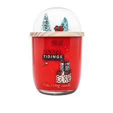 House of Velas Christmas Jar Candle Snow Globe Tinsel Tidings 7 oz