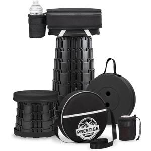 Prestige Outback 2025 Upgraded Collapsible Stool & 3-in-1 Cushioned Carry Bag, Adjustable Height Folding Stool, Telescopic Camping Chair Retractable Seat or Footrest for Outdoors & Travel, Max 620lbs