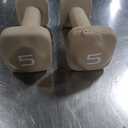 Tone Fitness Neoprene Dumbbell Weight Pairs with Anti-Roll Square Head | Multiple Options (5 lb - Pair, Beige)